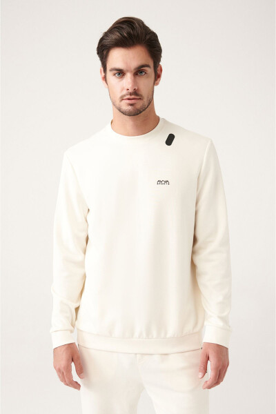 Ekru Soft Touch Baskılı Sweatshirt - 6