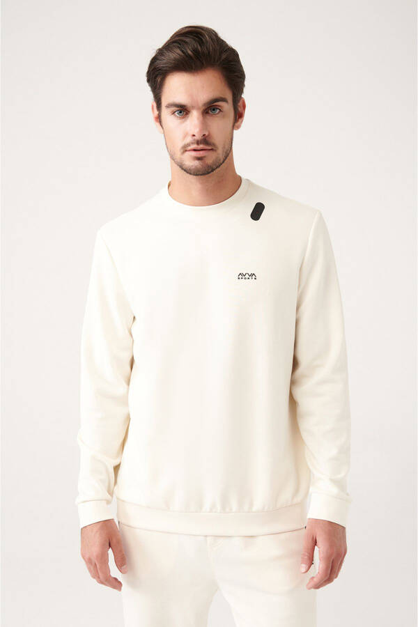 Ekru Soft Touch Baskılı Sweatshirt - 1