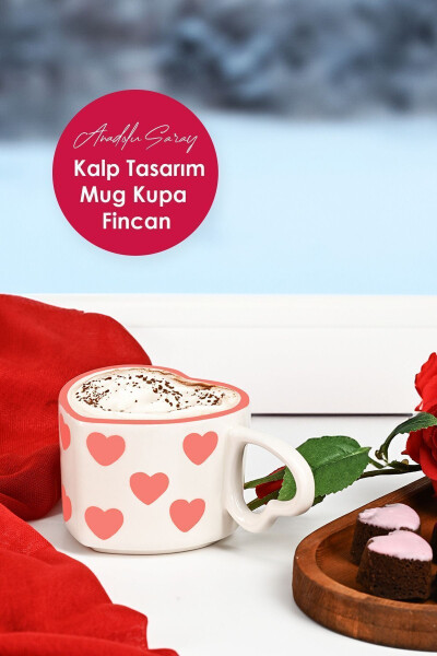 El Yapımı Seramik Kalp Tasarım Mug Kupa Fincan - 15