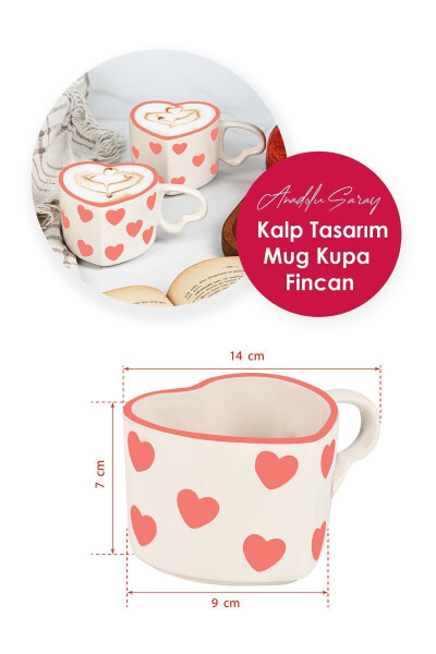 El Yapımı Seramik Kalp Tasarım Mug Kupa Fincan - 16