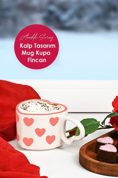 El Yapımı Seramik Kalp Tasarım Mug Kupa Fincan - 9