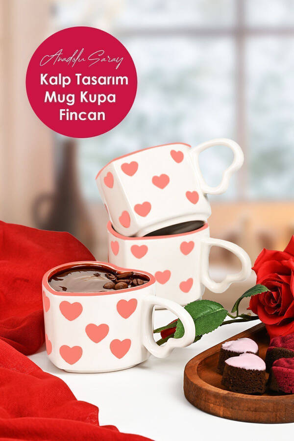 El Yapımı Seramik Kalp Tasarım Mug Kupa Fincan - 6