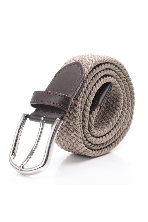 Elastic Beige Knit Belt - 1