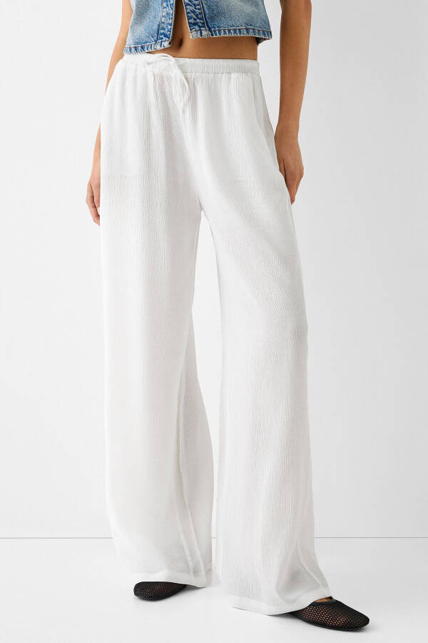 Elastic Waist Crepe Trousers - 1