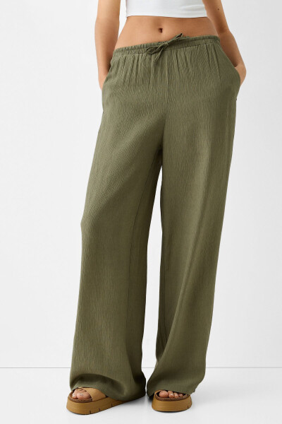 Elastic Waist Crepe Trousers - 1