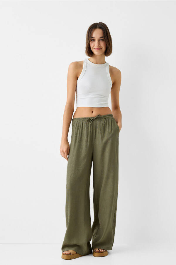 Elastic Waist Crepe Trousers - 2