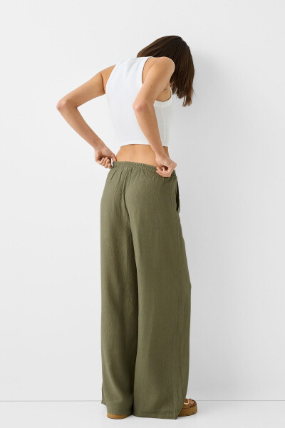 Elastic Waist Crepe Trousers - 4