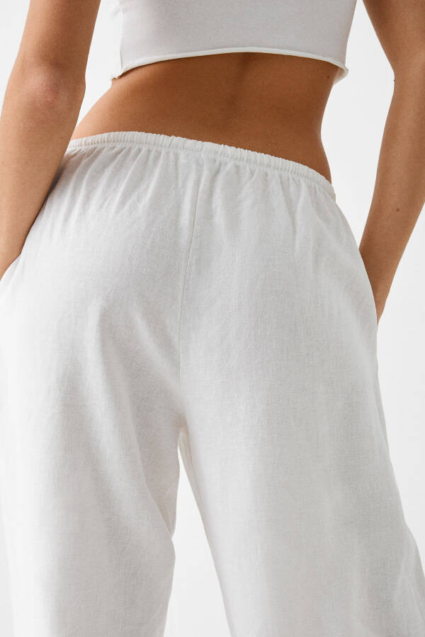 Elastic Waist Straight Fit Linen Blend Pants - 6