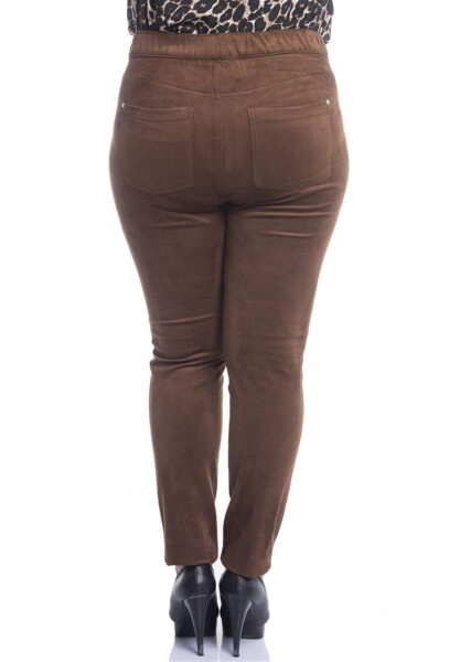 Elastic Waist Suede Pants - 3