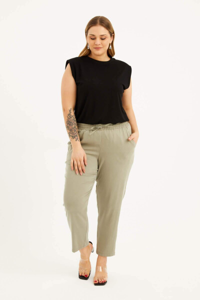 Elastic Waistband Pocket Pants - 2