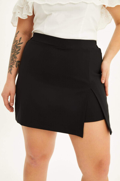 Elastic Waistband Slit Shorts Skirt - 3