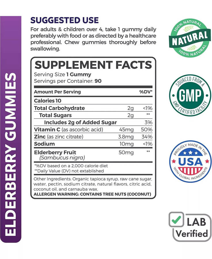 Elderberry Gummies for Kids with Vitamin C & Zinc (90 Delicious Raspberry Gummies) Immune Support Supplement for Children No Color - 4