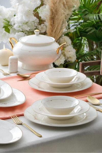 Eleanor 60 Piece 12 Person Gold Porcelain Dinner Set - 1