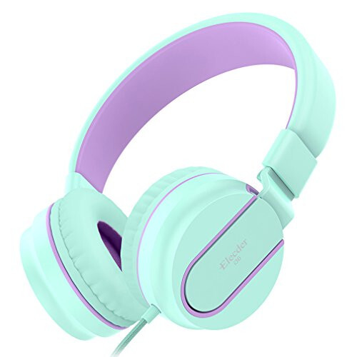 ELECDER i36 Kids Headphones Children Girls Boys Teens Foldable Adjustable On Ear Headphones 3.5mm Jack Compatible Cellphones Computer Kindle MP3/4 School Tablet Green/Purple - 4