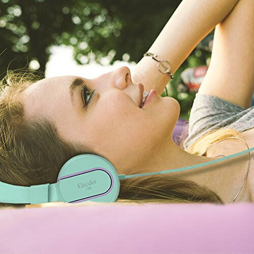 ELECDER i36 Kids Headphones Children Girls Boys Teens Foldable Adjustable On Ear Headphones 3.5mm Jack Compatible Cellphones Computer Kindle MP3/4 School Tablet Green/Purple - 5