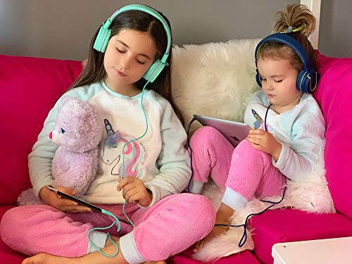 ELECDER i36 Kids Headphones Children Girls Boys Teens Foldable Adjustable On Ear Headphones 3.5mm Jack Compatible Cellphones Computer Kindle MP3/4 School Tablet Green/Purple - 2