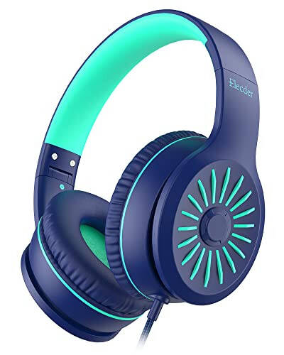 ELECDER i45 On-Ear Headphones with Microphone - Foldable Stereo Bass, Portable Wired Headphones with No-Tangle 1.5M Cord, 3.5MM Jack for School/Kids/Teens/Smartphones/Travel/Tablet - Blue - 6