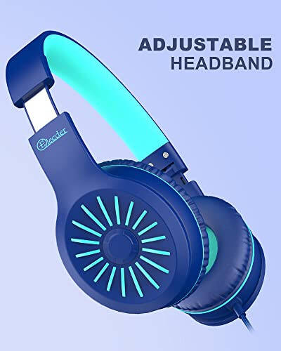 ELECDER i45 On-Ear Headphones with Microphone - Foldable Stereo Bass, Portable Wired Headphones with No-Tangle 1.5M Cord, 3.5MM Jack for School/Kids/Teens/Smartphones/Travel/Tablet - Blue - 8