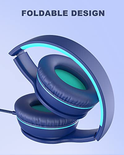 ELECDER i45 On-Ear Headphones with Microphone - Foldable Stereo Bass, Portable Wired Headphones with No-Tangle 1.5M Cord, 3.5MM Jack for School/Kids/Teens/Smartphones/Travel/Tablet - Blue - 9