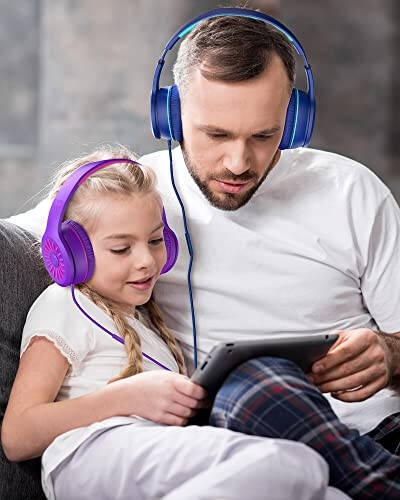 ELECDER i45 On-Ear Headphones with Microphone - Foldable Stereo Bass, Portable Wired Headphones with No-Tangle 1.5M Cord, 3.5MM Jack for School/Kids/Teens/Smartphones/Travel/Tablet - Blue - 1