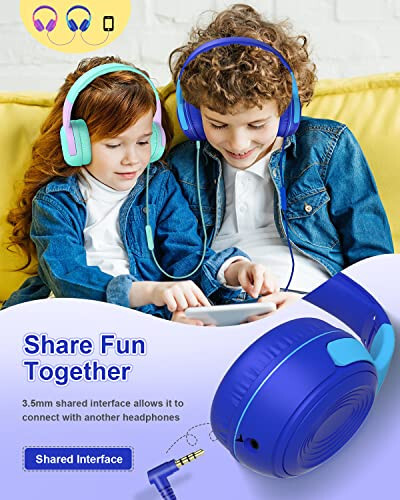 ELECDER Kids Headphones, S8 Wired Headphones for Kids with Microphone for Boys Girls, Adjustable 85dB/94dB Volume Limited (Navy/Blue) - 5