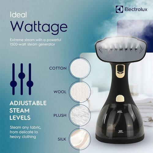 Electrolux Portable Handheld Garment and Fabric Steamer 1500 Watts, Quick Heat Ceramic Plate Steam Nozzle, 2 in 1 Fabric Wrinkle Remover and Clothing Iron, with Fabric, Lint Brush, and Steam Nozzle - 5