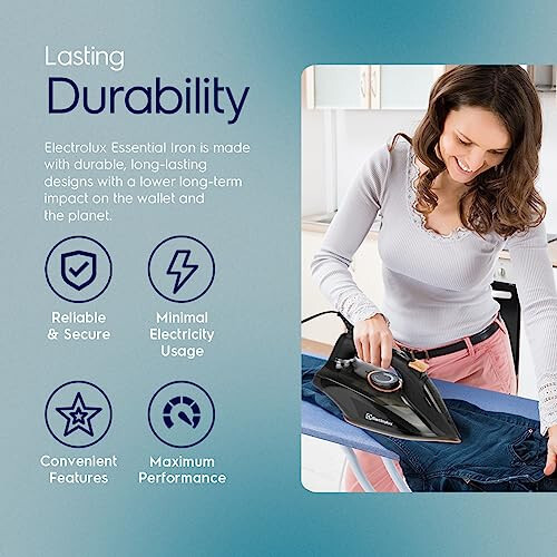 Electrolux Professional Steam Iron for Clothes, 1700-Watts Powerful Clothing Iron Steamer with Rapid Heat, Adjustable Steamer, Titanium Infused Ceramic Soleplate - Black, Large - 3