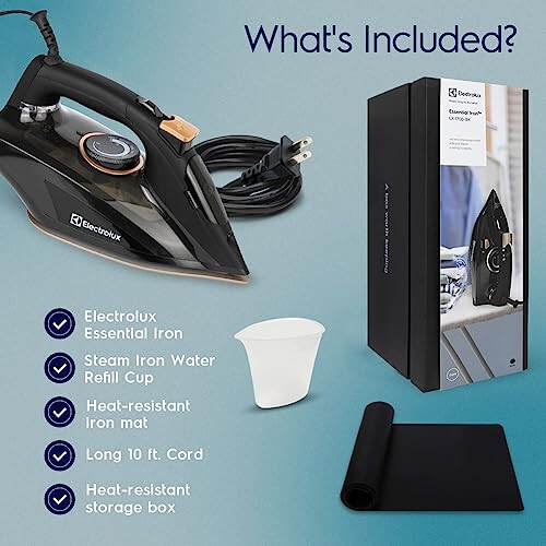 Electrolux Professional Steam Iron for Clothes, 1700-Watts Powerful Clothing Iron Steamer with Rapid Heat, Adjustable Steamer, Titanium Infused Ceramic Soleplate - Black, Large - 7