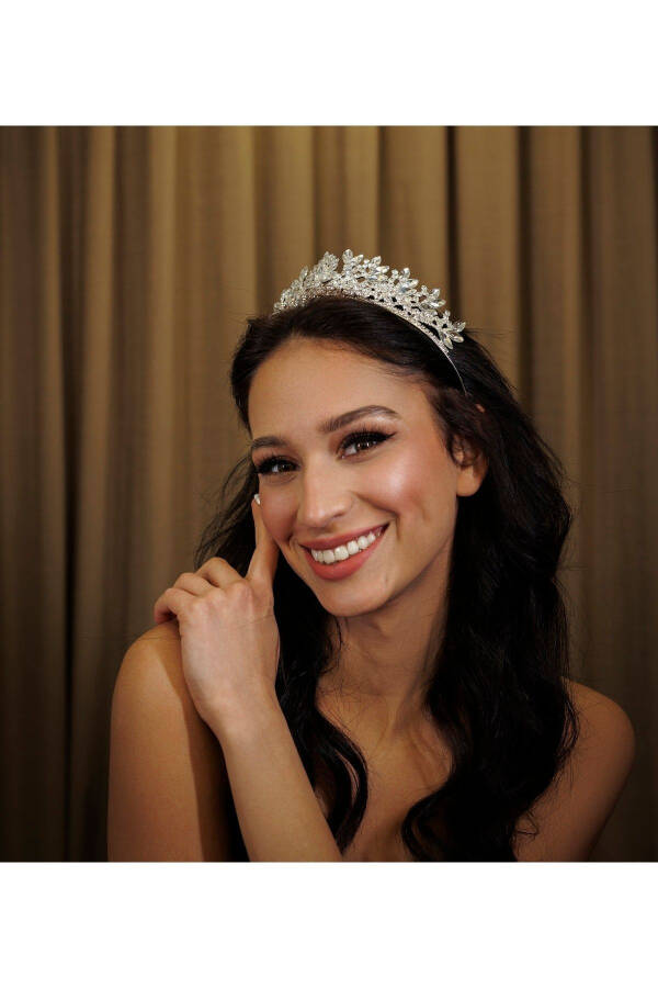 Elegant and Stylish Wedding and Engagement Bridal Crown and Hair Accessory with Crystal Stones - 4