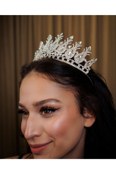 Elegant Crystal-Studded Wedding and Engagement Bridal Crown and Hair Accessory - 13