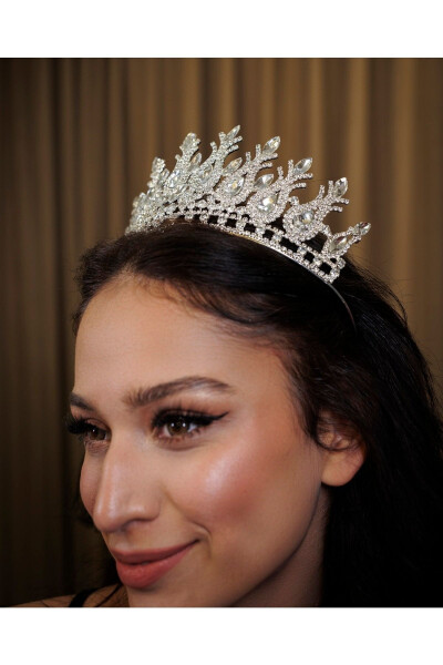 Elegant Crystal-Studded Wedding and Engagement Bridal Crown and Hair Accessory - 6