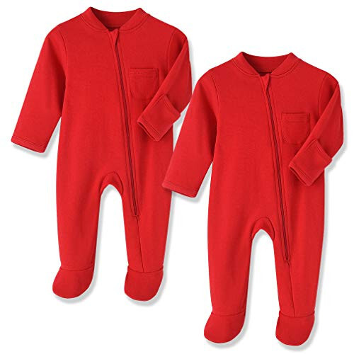 Eleven's Kingdom Baby Kids Sleep and Play, Baby Cotton Pajamas with Mitten Cuffs, 2 Way Zipper Footed Sleeper 0-12 Month - 13