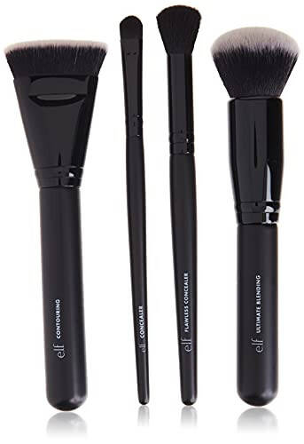 e.l.f. Complexion Perfection Brush Kit, 4-Piece Makeup Brush Set, Brushes For Foundations & Concealers, Vegan & Cruelty-Free - 1