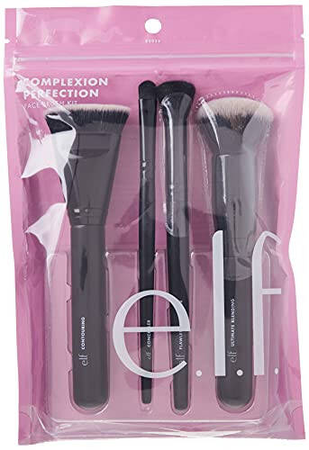 e.l.f. Complexion Perfection Brush Kit, 4-Piece Makeup Brush Set, Brushes For Foundations & Concealers, Vegan & Cruelty-Free - 2