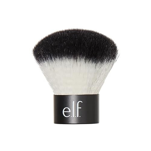 e.l.f. Kabuki Face Brush, Synthetic Haired, Versatile, Compact, Applies Bronzer, Powder, or Highlighter, Soft, Absorbent, Wet or Dry Product, Compact, Travel-Size, 0.64 Oz - 1