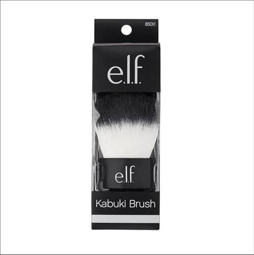 e.l.f. Kabuki Face Brush, Synthetic Haired, Versatile, Compact, Applies Bronzer, Powder, or Highlighter, Soft, Absorbent, Wet or Dry Product, Compact, Travel-Size, 0.64 Oz - 4