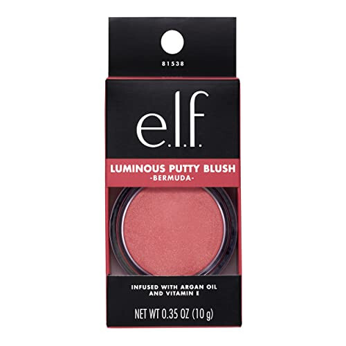 E.L.F. Luminous Putty Blush, пудровый румяна с тонким мерцанием, которые можно наслаивать. Высокопигментированный и кремообразный, веганский и не тестированный на животных. Оттенок Бермуды. - 3