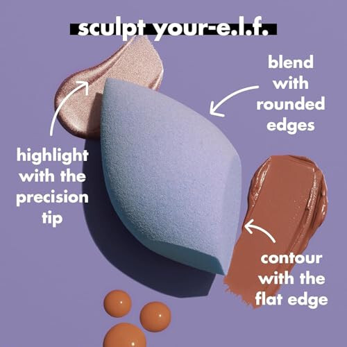 e.l.f. Precision Sculpting Sponge, 3-in-1 Sponge For Contouring & Blending To A Smooth Finish, Great For Cream & Powder Formulas, Vegan & Cruelty-Free - 6