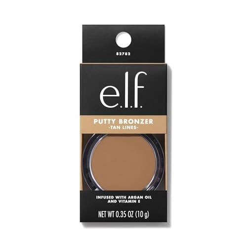 e.l.f. Putty Bronzer, кремовая и высокопигментированная формула, создает долговечный бронзовый блеск, обогащенная маслом арганы и витамином E, линии загара, 0,35 унции - 2