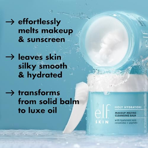 e.l.f. SKIN Holy Hydration! Makyaj Eritici Temizleme Balsamı JUMBO, Yüz Temizleyici & Makyaj Çıkarıcı, Cildi Nemlendirmek İçin Hyaluronik Asit İçerir, 3.5 Oz - 4