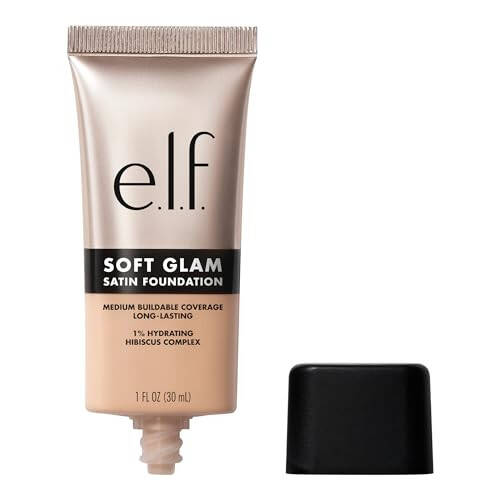 e.l.f. Soft Glam Fondöten, Orta Kapatıcılık, Uzun Süreli ve Ayarlanabilir Fondöten, Pürüzsüz ve İpeksi Son Kat, Vegan ve Zulüm İçermez, 25 Açık Nötr - 1