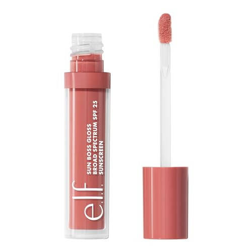 e.l.f. Sun Boss Gloss SPF 25, Pigmented Lip Gloss For A High-Shine Finish, Moisturizing & Conditioning Formula, Vegan & Cruelty-Free, Pink-Me Girl - 1