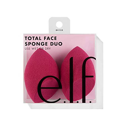 e.l.f. Total Face Sponge Duo, Plush, Multi-Sided & Latex-Free Makeup Sponges For Easy Blending Of Concealer, Highlighter & more, Vegan & Cruelty-Free - 2