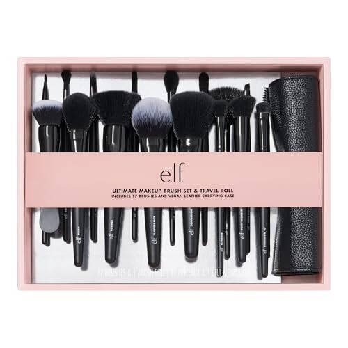 e.l.f. Ultimate Makeup Brush Seti & Seyahat Rulosu, 17 Parça Fırça Seti, Göz Farı, Fondöten, Pudra, Kapatıcı ve daha fazlası için Fırçalar, Vegan & Hayvanlara Zarar Vermeyen - 6