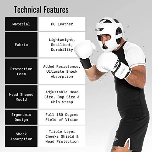 Elite Sports eng yaxshi boks boshlig'i, MMA, kikboksing mashg'ulotchilari, Muay Tay va kattalar erkaklari uchun boks mashg'ulotlari sparring xavfsizlik bosh himoyachisi - 8