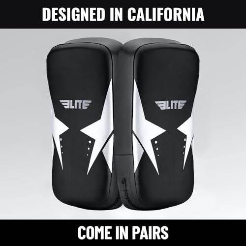 Elite Sports Muay Thai Kickboxing Curved Training Kick Pads (2 PCS) Coaching Kick Boxing, MMA, Taekwondo, Karate Punching, Knee, Foot and Elbow Target Kicking Strike Shield Pad Pair for Martial Arts - 5