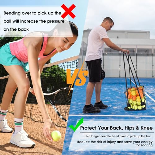 ELKCIP Portable Pickleball & Tennis Ball Collector - Pickleball Retriever Basket Carrier Gatherer Picker Hopper Container for Picking and Storage Training Tool for Ball - 3