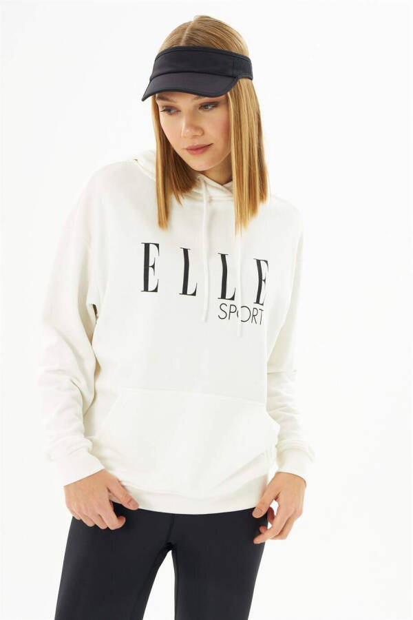 ELLE Sport Black Printed Pocket Women's Hooded Sweatshirt - 2