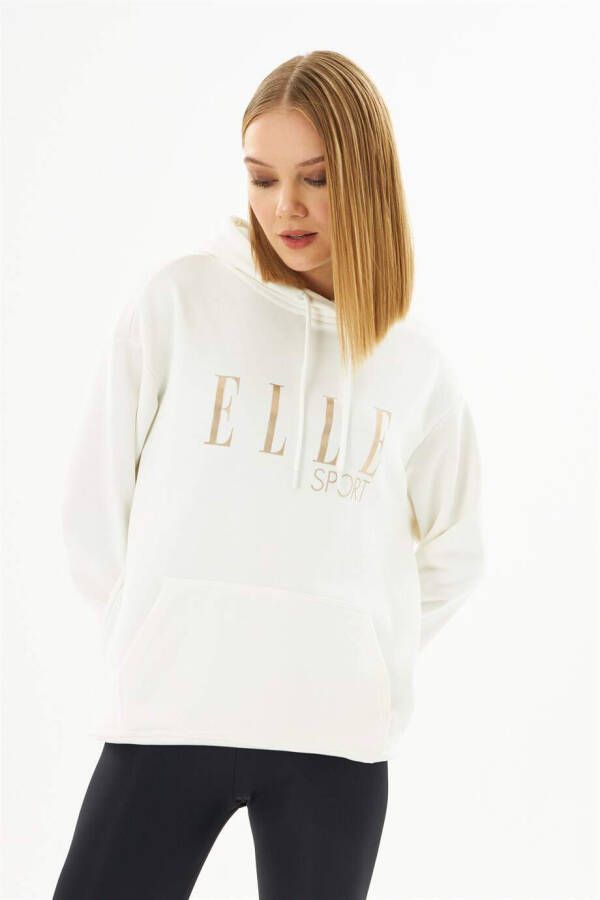 ELLE Sport Yaldızlı Cepli Kadın Kapüşonlu Sweatshirt - 1