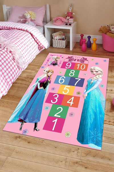 Elsa Hopscotch Digital Print Washable Non-Slip Stain-Resistant Children and Baby Rug - 1